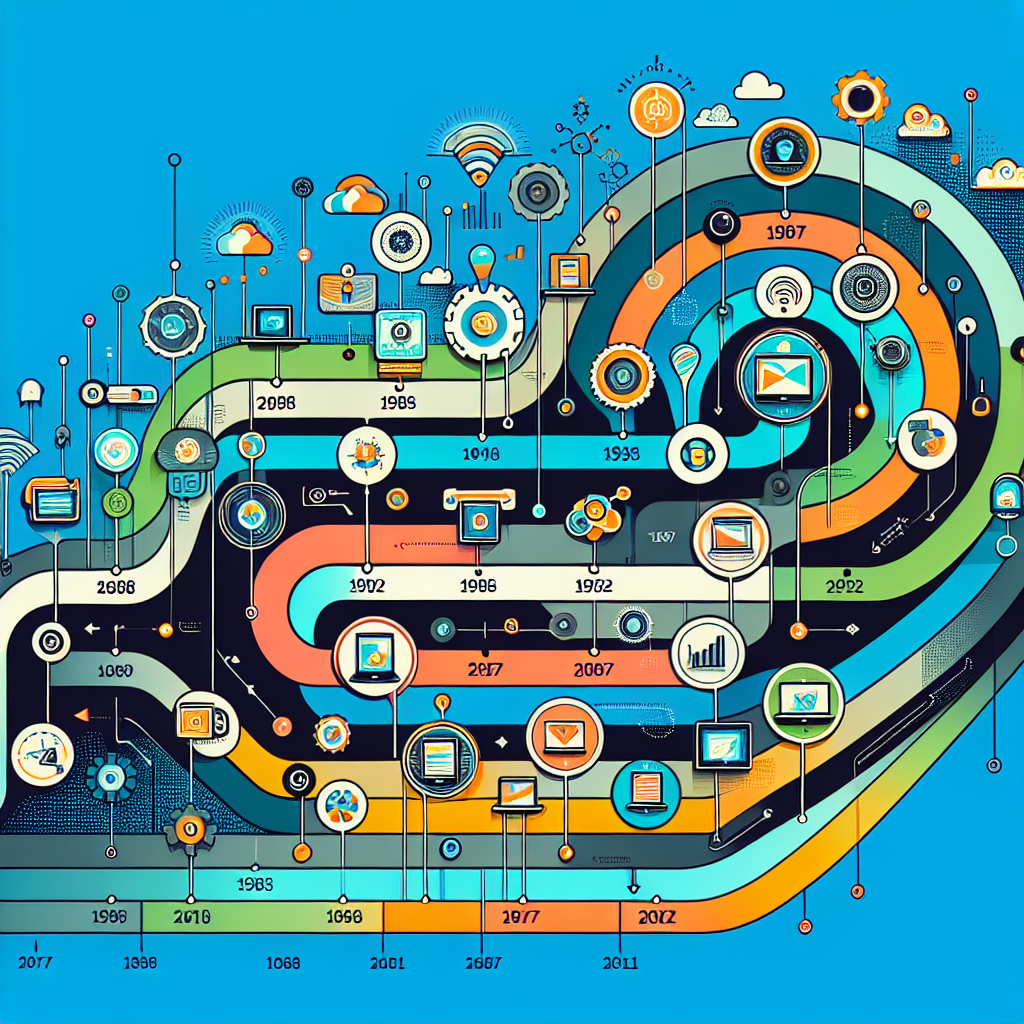A timeline showcasing the history of qwe
